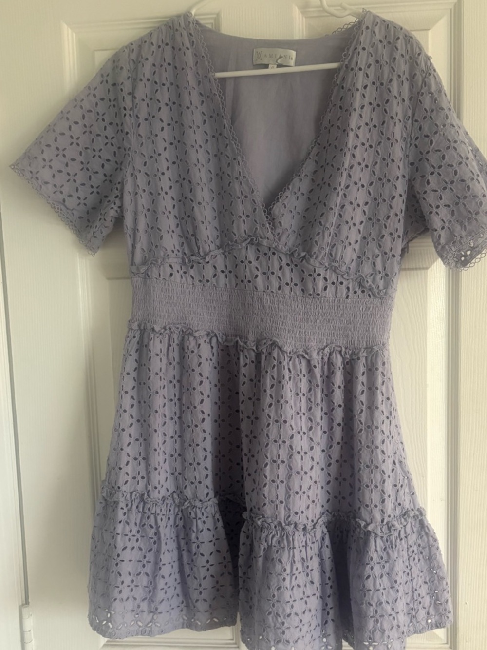 Girls Lavender Eyelet Tiered Dress
